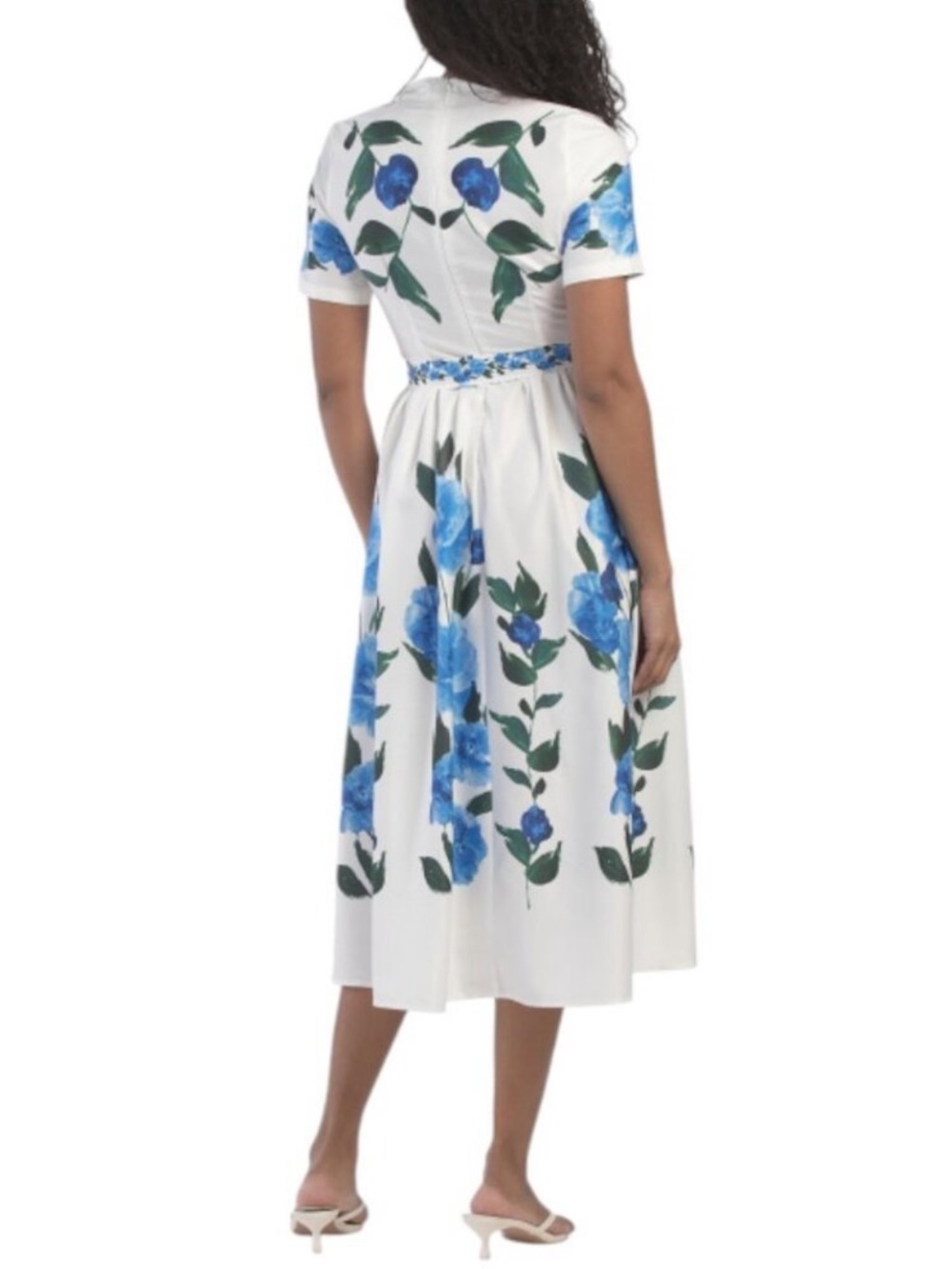 DALIA MACPHEE Short Sleeve Floral Dress With Belt - Picture 2 of 6